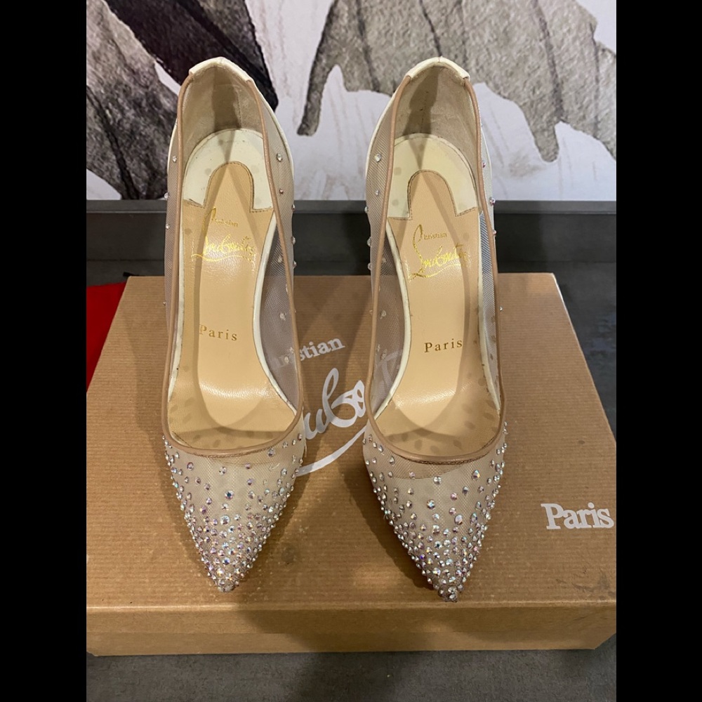 CHRISTIAN LOUBOUTIN FOLLIES STRASS 100 RETE/PATENT AB